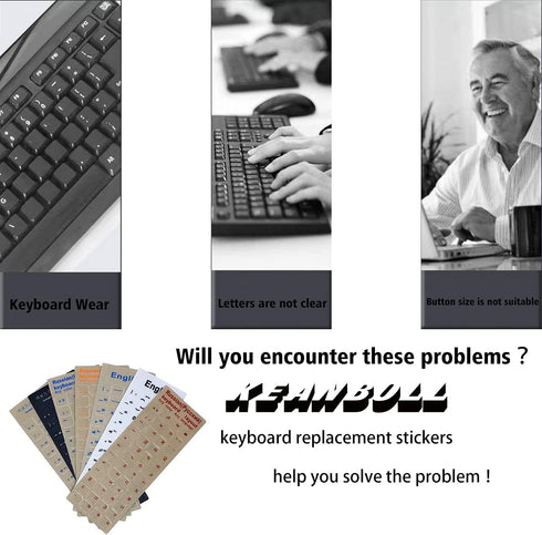 3 PCS Hebrew Keyboard Stickers,Black Background with White Lettering for Laptop Computer Notebook Desktop, Replacement Computer Keyboard Stickers...